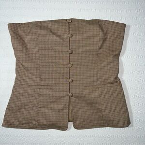 Zara Women’s Strapless Tube Top Size Small Preppy Plaid Business Office Chic
